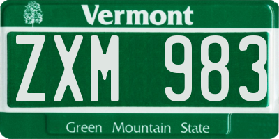 VT license plate ZXM983