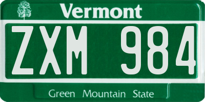 VT license plate ZXM984