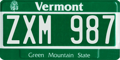 VT license plate ZXM987