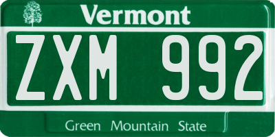 VT license plate ZXM992