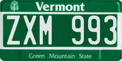 VT license plate ZXM993