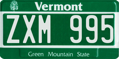 VT license plate ZXM995