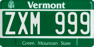 VT license plate ZXM999