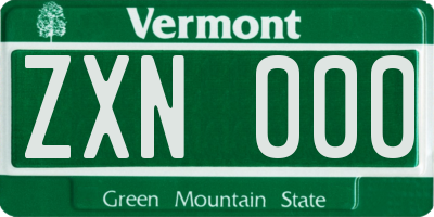 VT license plate ZXN000