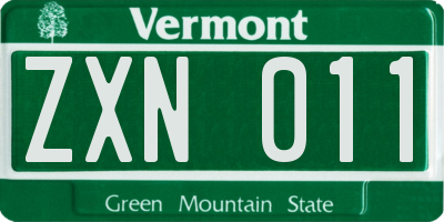 VT license plate ZXN011