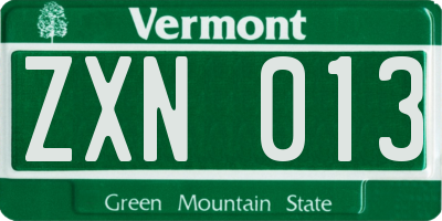 VT license plate ZXN013