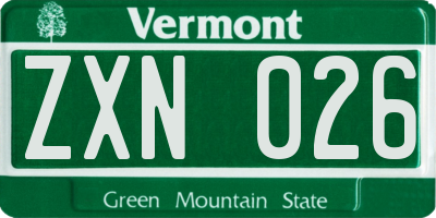 VT license plate ZXN026