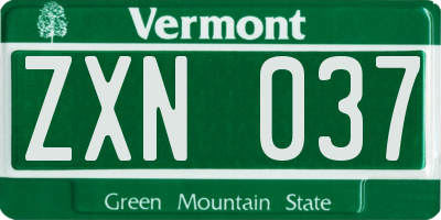 VT license plate ZXN037