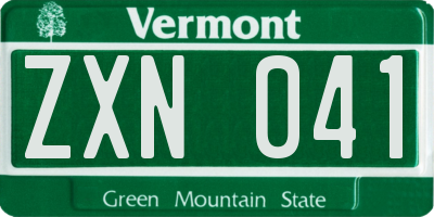 VT license plate ZXN041