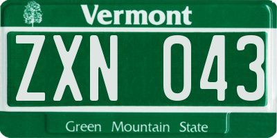 VT license plate ZXN043