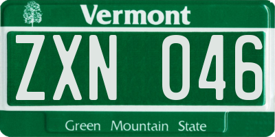VT license plate ZXN046