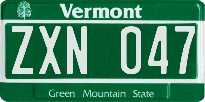 VT license plate ZXN047