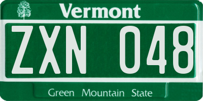 VT license plate ZXN048