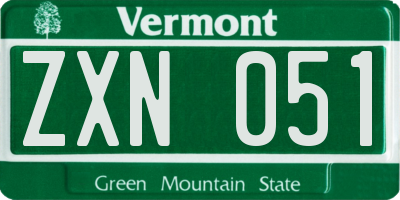 VT license plate ZXN051
