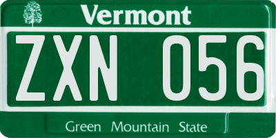 VT license plate ZXN056