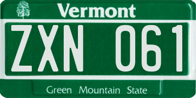 VT license plate ZXN061