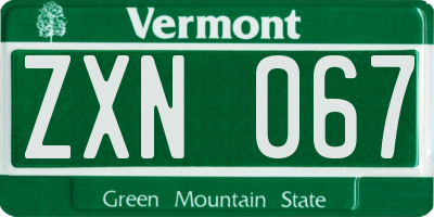 VT license plate ZXN067