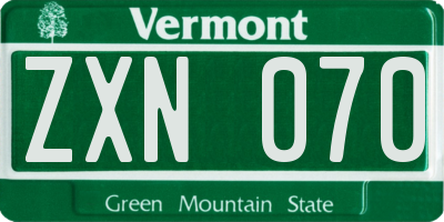 VT license plate ZXN070