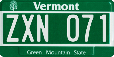 VT license plate ZXN071