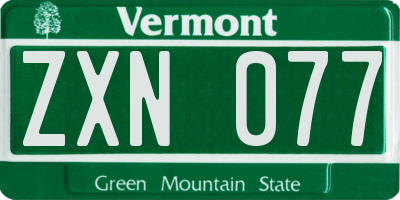 VT license plate ZXN077