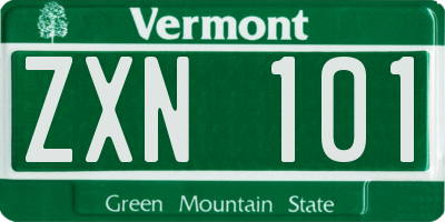 VT license plate ZXN101