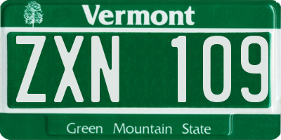 VT license plate ZXN109