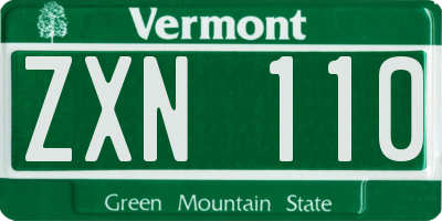 VT license plate ZXN110