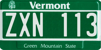 VT license plate ZXN113