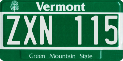 VT license plate ZXN115