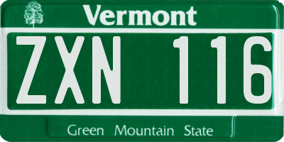 VT license plate ZXN116