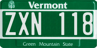 VT license plate ZXN118