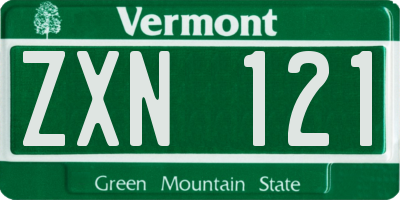 VT license plate ZXN121