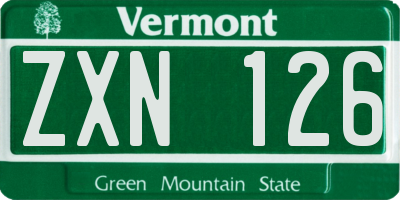 VT license plate ZXN126