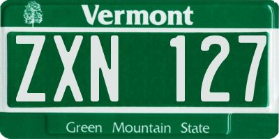 VT license plate ZXN127