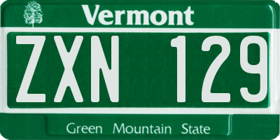 VT license plate ZXN129