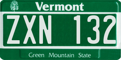 VT license plate ZXN132