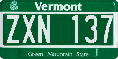 VT license plate ZXN137