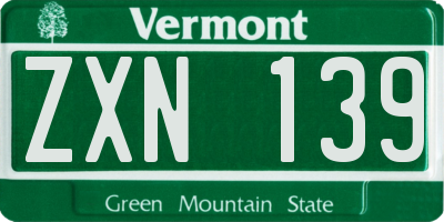 VT license plate ZXN139