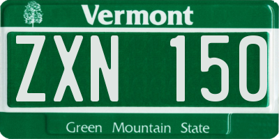 VT license plate ZXN150