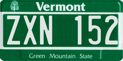 VT license plate ZXN152