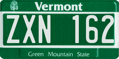 VT license plate ZXN162