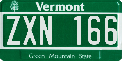 VT license plate ZXN166