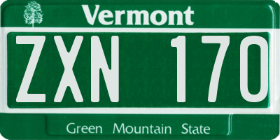 VT license plate ZXN170