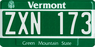 VT license plate ZXN173