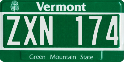 VT license plate ZXN174