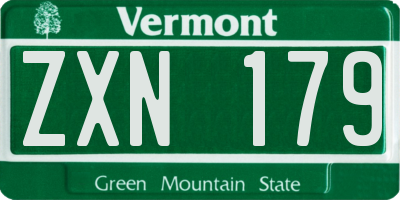 VT license plate ZXN179