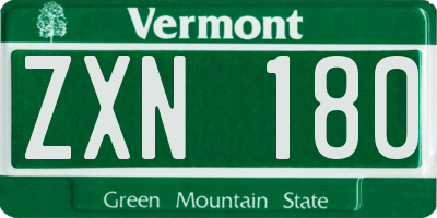 VT license plate ZXN180