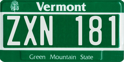 VT license plate ZXN181