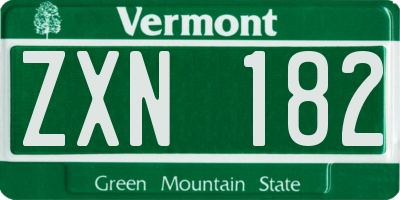 VT license plate ZXN182