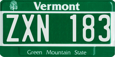 VT license plate ZXN183